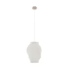 Lámpara colgante Lucande Tovina, textil, blanca, Ø35 cm