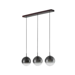 Lámpara colgante Lucande Veloura, 3 luces, 84 cm, cristal, madera