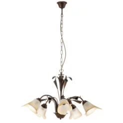 Lámpara colgante Lucrezia de 5 luces, bronce