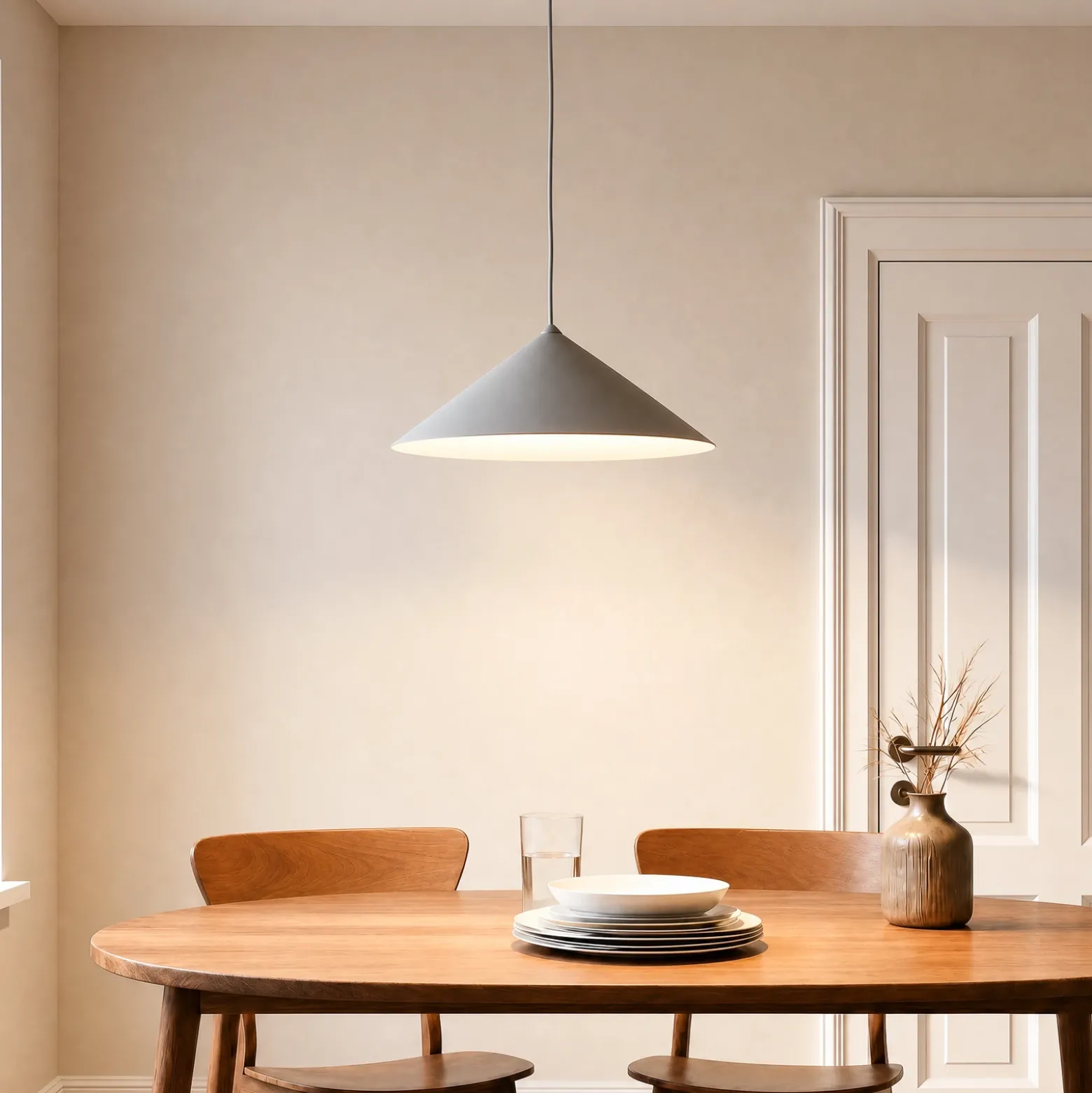 Lámpara colgante Lume L, color gris-beige, metal, Ø 40 cm, GX53