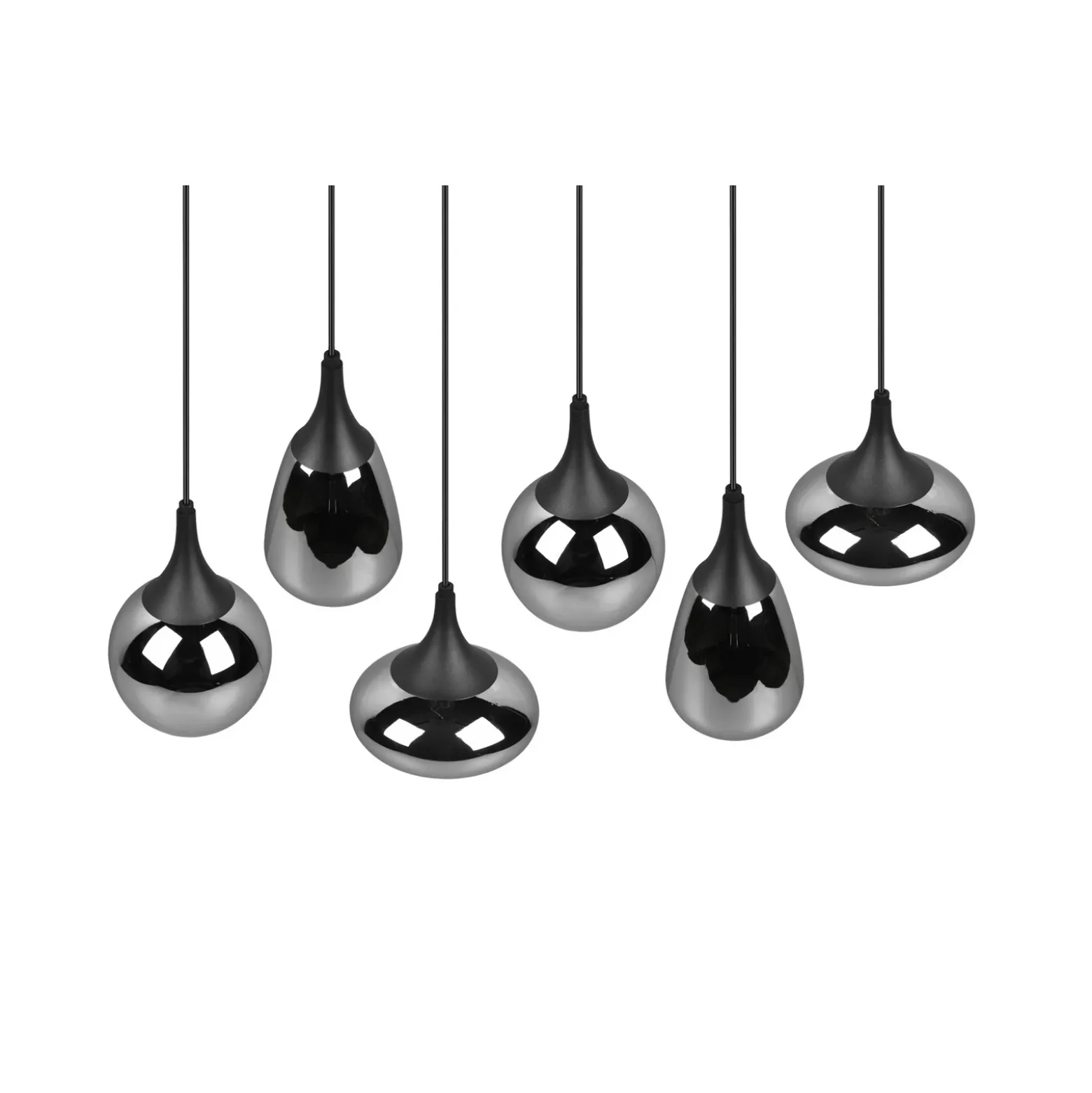 Lámpara colgante Lumina, 6 luces, negro/cromo, cristal