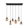 Lámpara colgante Lumina, 6 luces, negro/ámbar, cristal