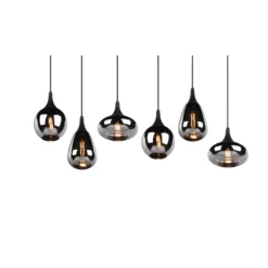 Lámpara colgante Lumina, 6 luces, negro/cromo, cristal