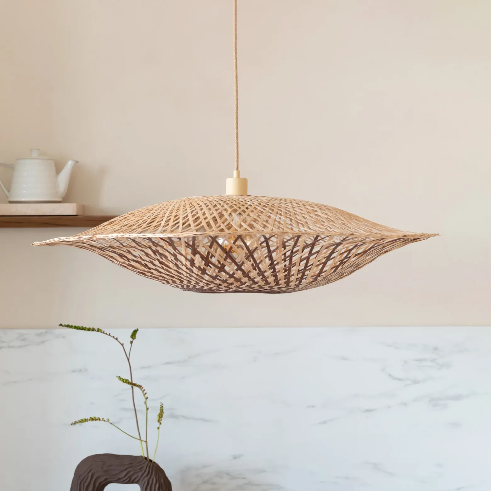 Lámpara colgante Madura de GOOD & MOJO, Ø 60 cm, color natural/marrón, bambú