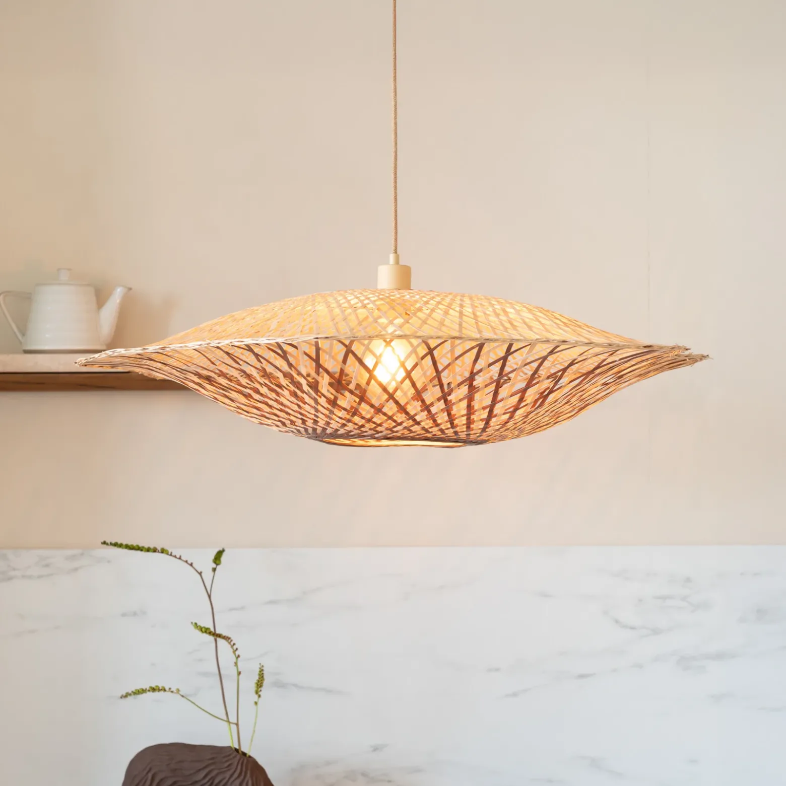 Lámpara colgante Madura de GOOD & MOJO, Ø 60 cm, color natural/marrón, bambú