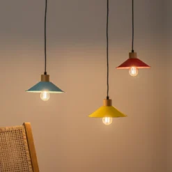 Lámpara colgante Manavgat N-553 3 luces amarillo/azul/rojo