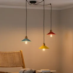 Lámpara colgante Manavgat N-553 3 luces amarillo/azul/rojo