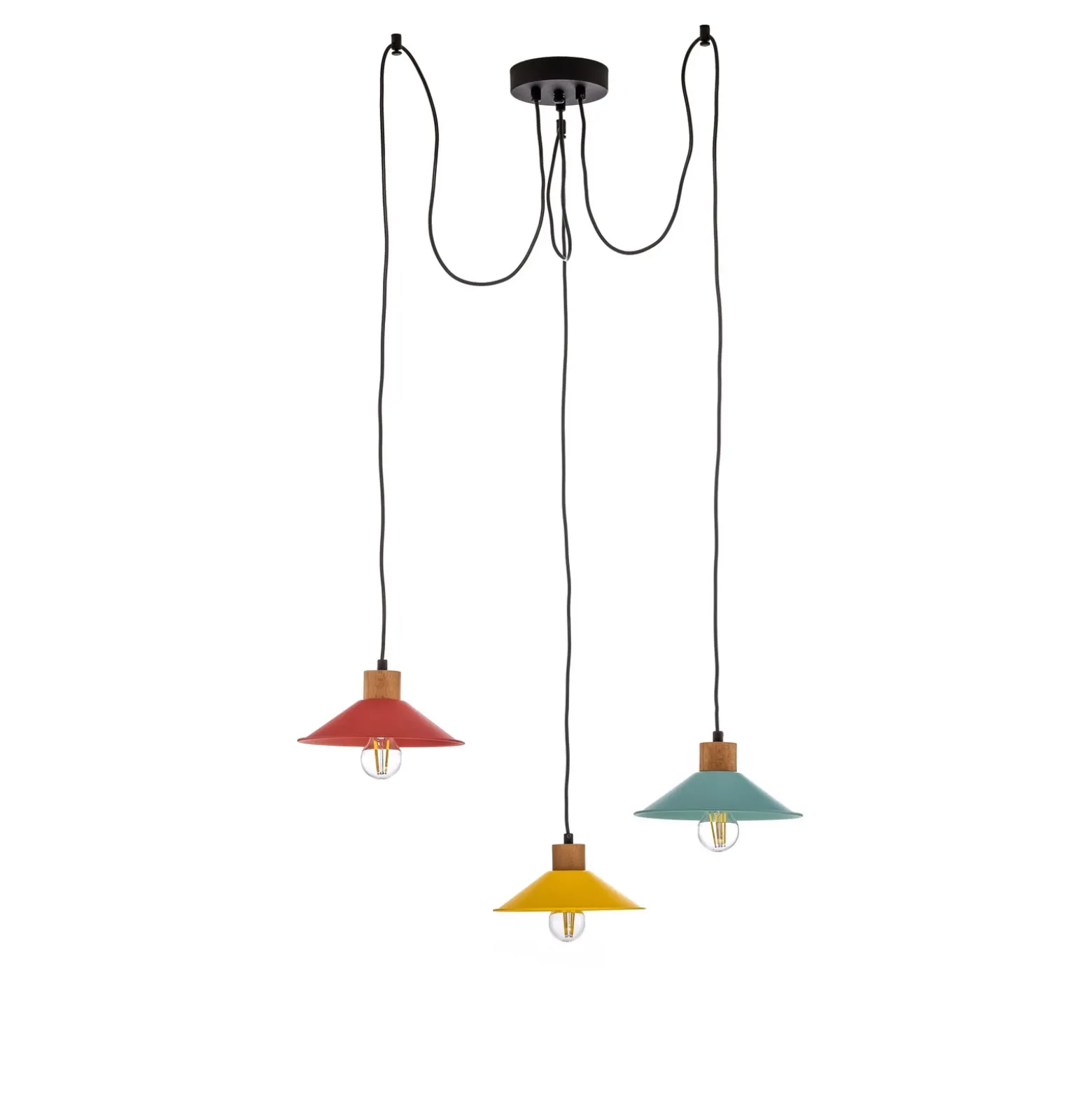 Lámpara colgante Manavgat N-553 3 luces amarillo/azul/rojo