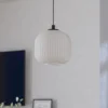 Lámpara colgante Mantunalle, Ø 20 cm, blanco/negro, cristal
