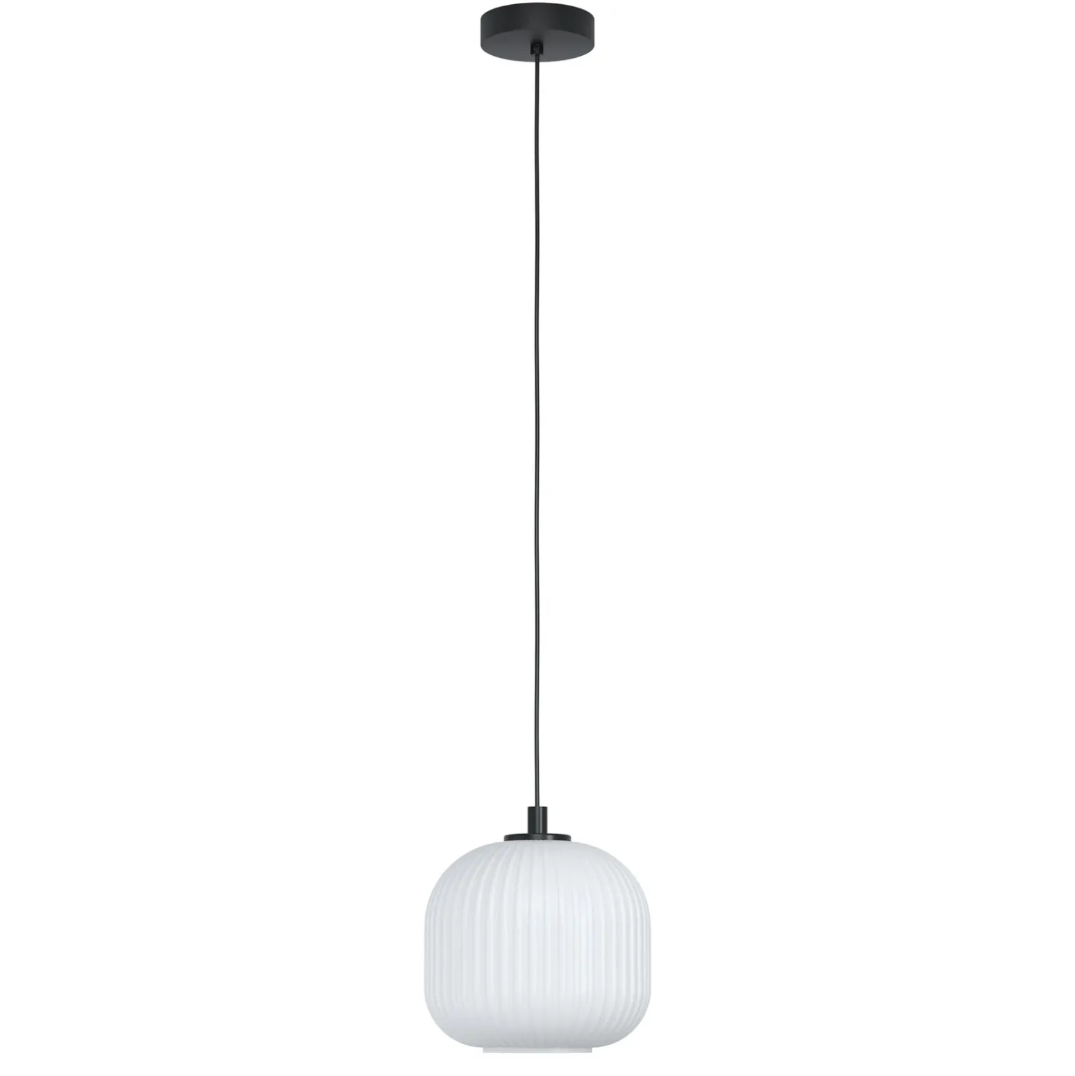 Lámpara colgante Mantunalle, Ø 20 cm, blanco/negro, cristal