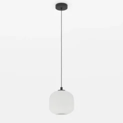 Lámpara colgante Mantunalle, Ø 20 cm, blanco/negro, cristal