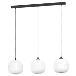 Lámpara colgante Mantunalle, longitud 120 cm, negro/blanco, 3 luces.