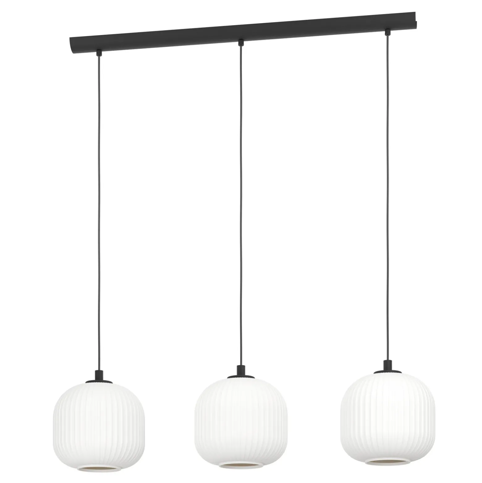 Lámpara colgante Mantunalle, longitud 120 cm, negro/blanco, 3 luces.