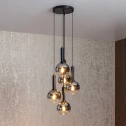 Lámpara colgante Marius, negro, 5 luces