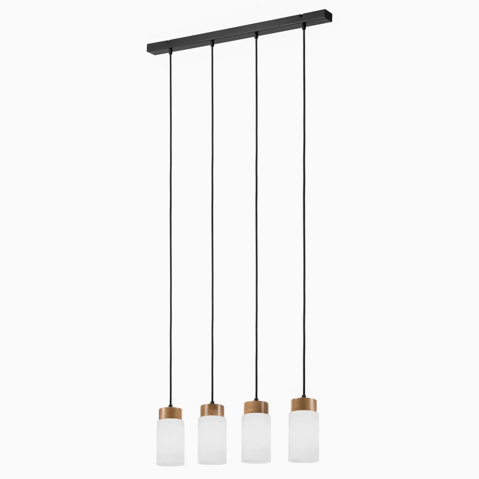 Lámpara colgante Markus, vidrio opalino/madera de roble, longitud 80 cm, 4