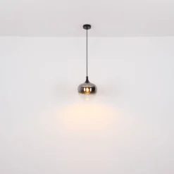 Lámpara colgante Maxy, Ø 48 cm, gris humo, cristal, 3 luces.