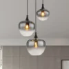Lámpara colgante Maxy, Ø 48 cm, gris humo, cristal, 3 luces.