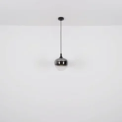 Lámpara colgante Maxy, longitud 100 cm, gris humo, cristal, 4 luces.