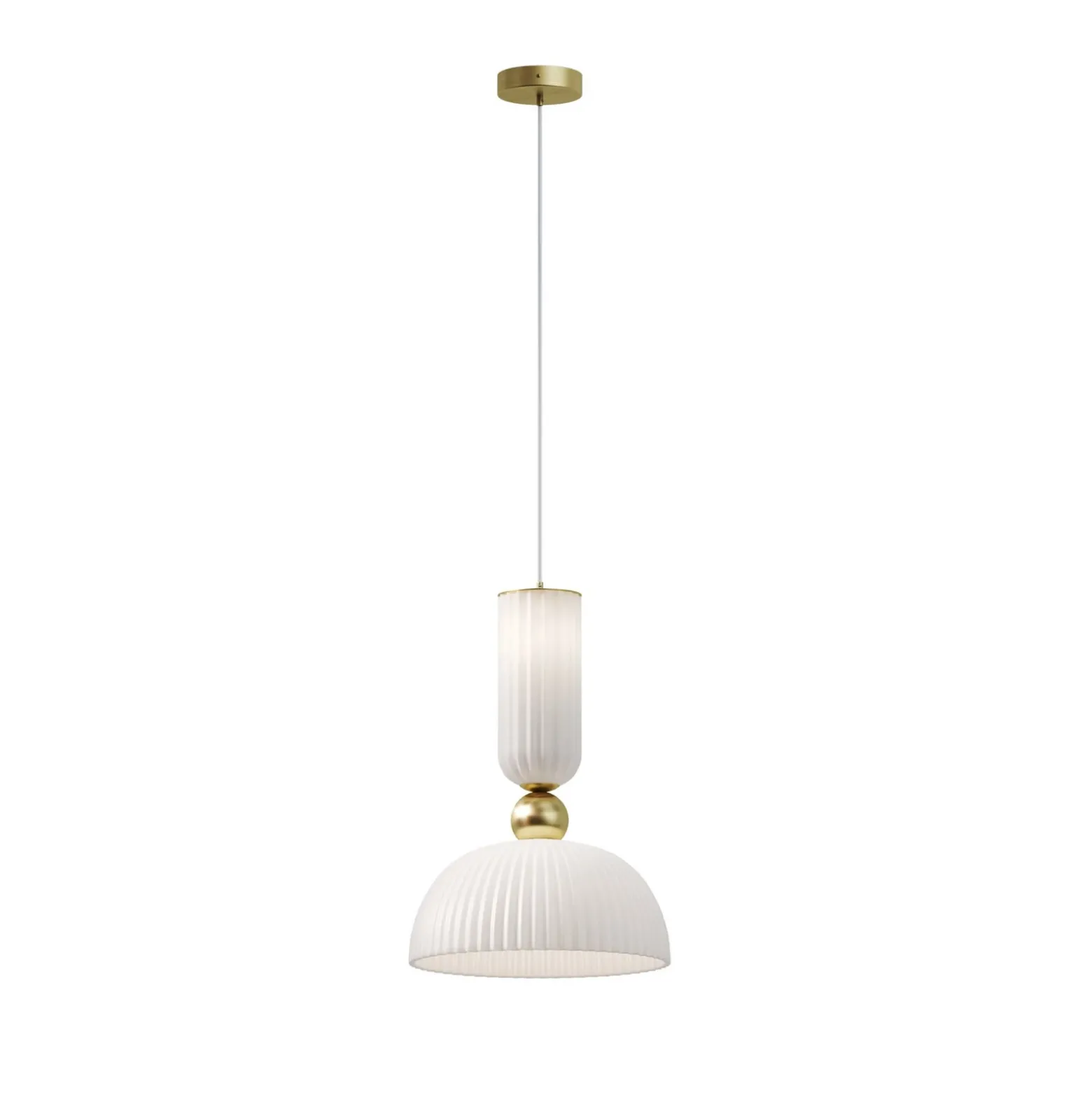 Lámpara colgante Maytoni Antic, blanco/dorado, Ø 30 cm, cristal, E27