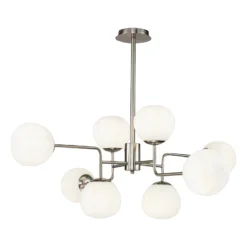 Lámpara colgante Maytoni Erich, color níquel, vidrio/metal, 8 luces.