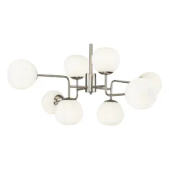 Lámpara colgante Maytoni Erich, color níquel, vidrio/metal, 8 luces.