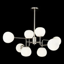 Lámpara colgante Maytoni Erich, color níquel, vidrio/metal, 8 luces.