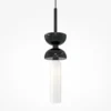 Lámpara colgante Maytoni Kyoto, negra, Ø 10 cm, mármol, cristal