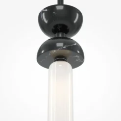 Lámpara colgante Maytoni Kyoto, negra, Ø 10 cm, mármol, cristal