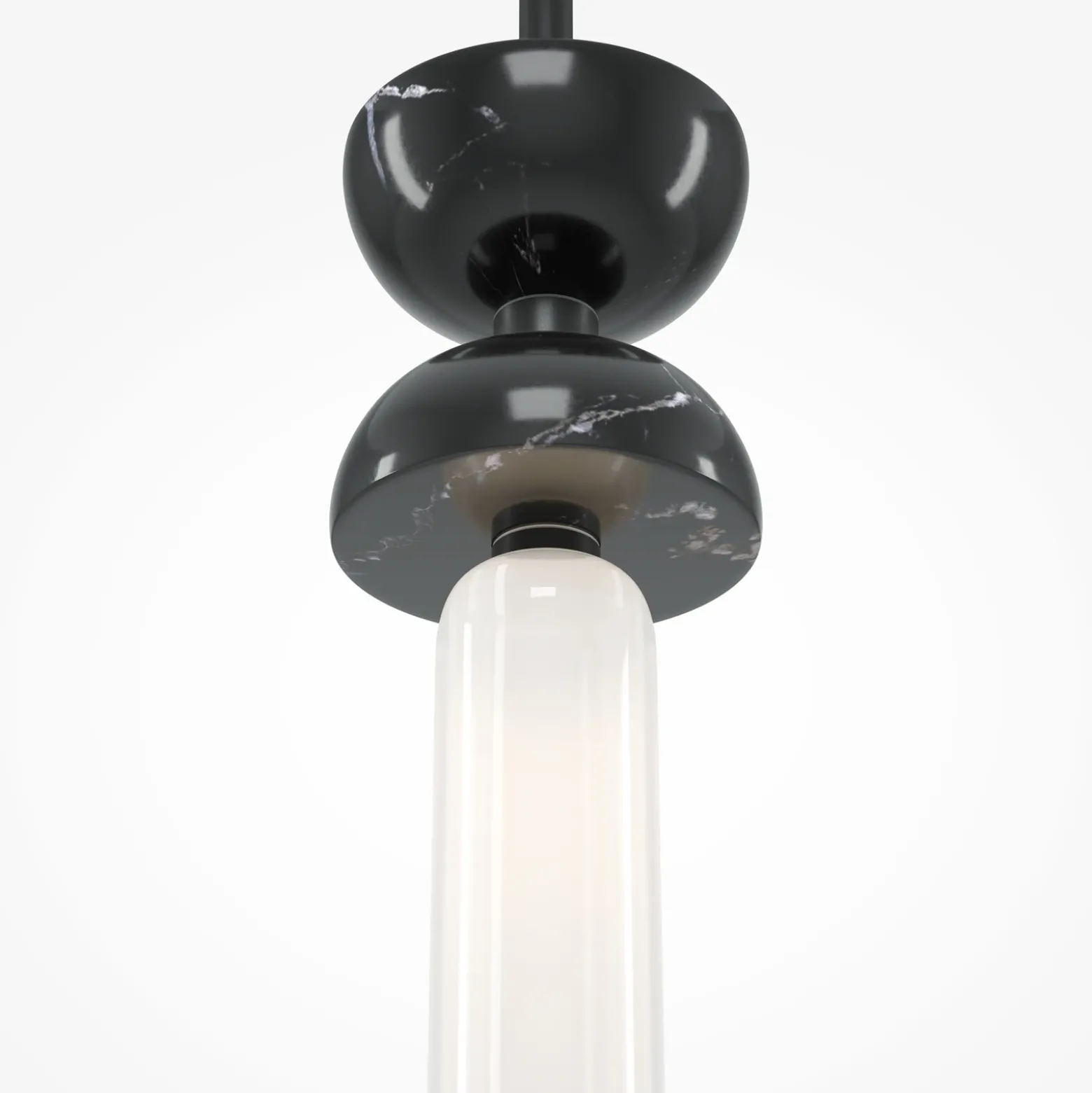 Lámpara colgante Maytoni Kyoto, negra, Ø 10 cm, mármol, cristal