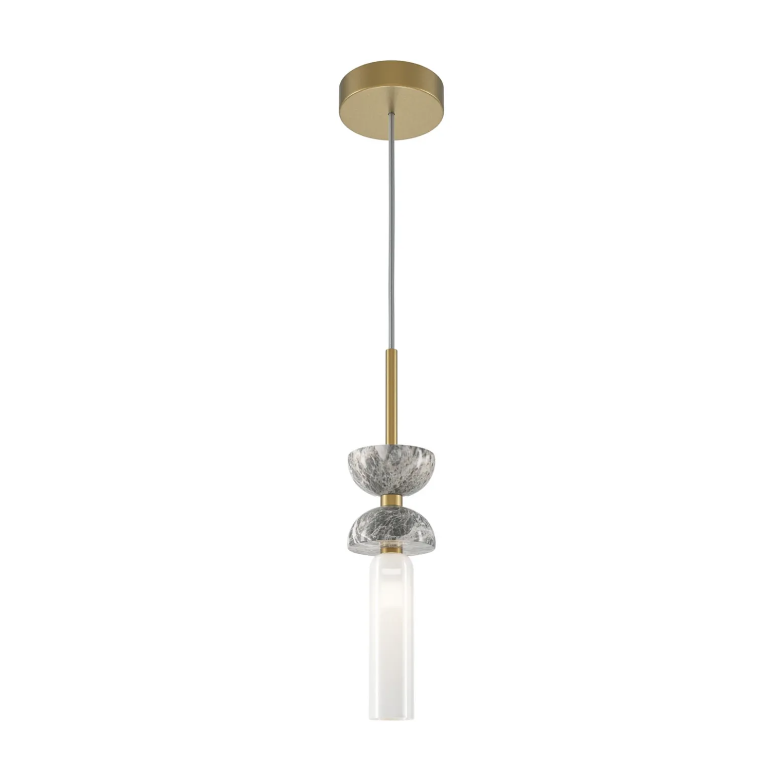 Lámpara colgante Maytoni Kyoto, oro, Ø 10 cm, mármol, cristal