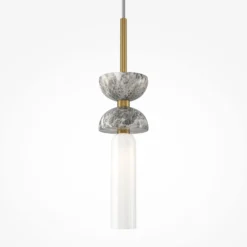 Lámpara colgante Maytoni Kyoto, oro, Ø 10 cm, mármol, cristal