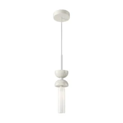 Lámpara colgante Maytoni Kyoto, blanca, Ø 10 cm, mármol, cristal