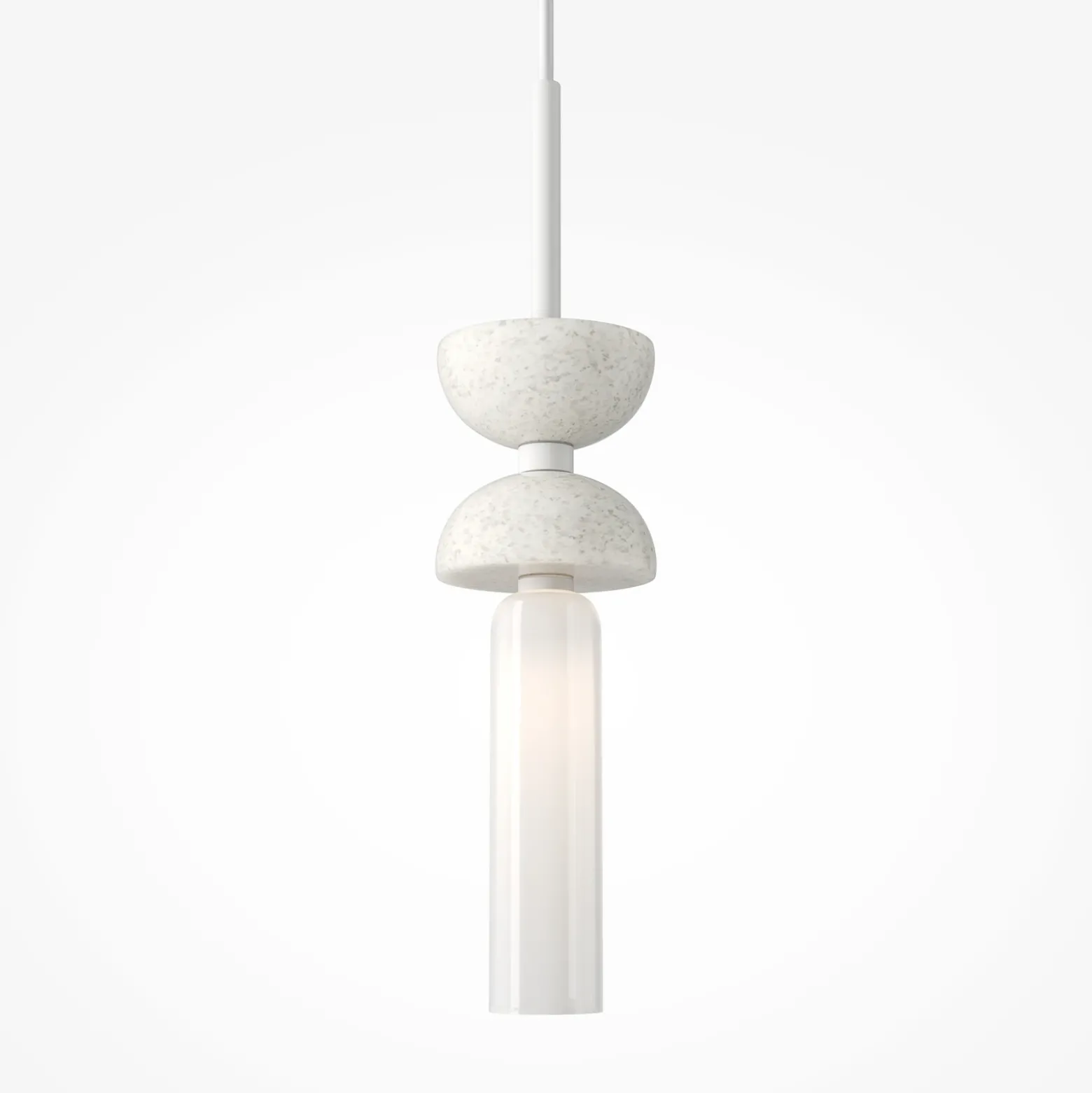 Lámpara colgante Maytoni Kyoto, blanca, Ø 10 cm, mármol, cristal
