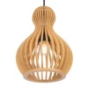 Lámpara colgante Maytoni Roots, Ø 20 cm, altura 27 cm, madera/negro
