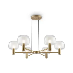 Lámpara colgante Maytoni Vision, dorada, 6 luces