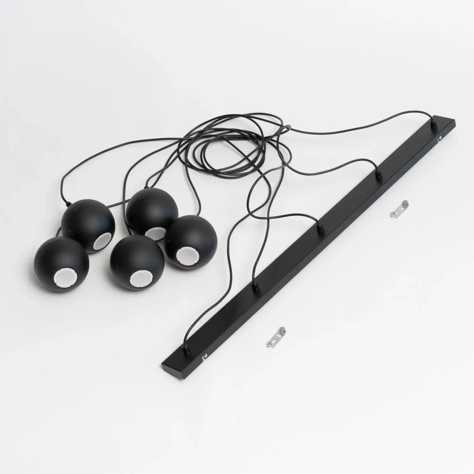 Lámpara colgante Midway, negra, 5 luces, 105 cm de largo, GU10