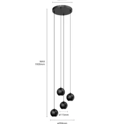 Lámpara colgante Midway, negra, 4 luces, Ø 35 cm, GU10