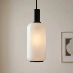 Lámpara colgante Milano, blanca, 14 cm, 1 luz, cilíndrica