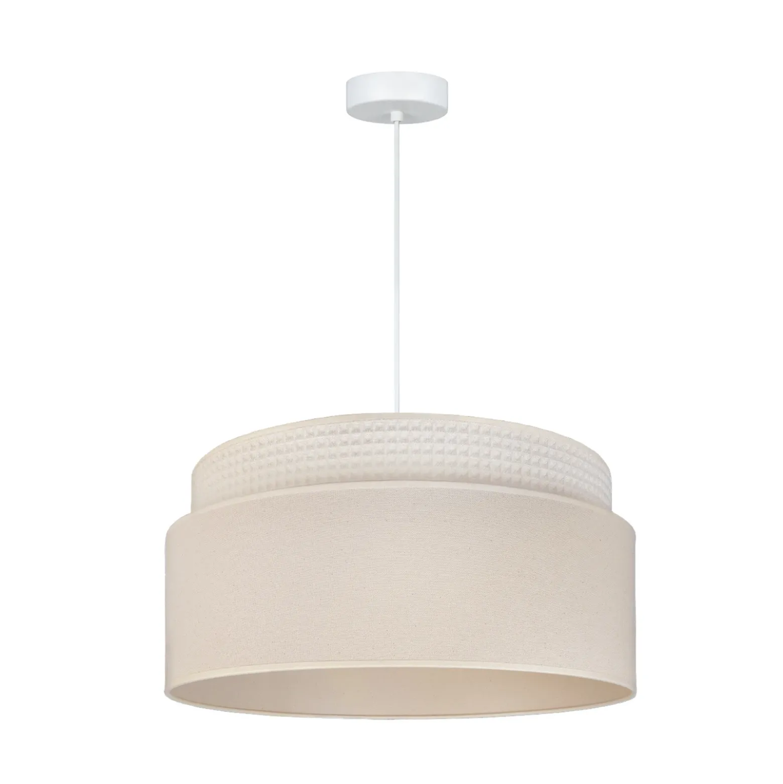 Lámpara colgante Milano, crudo/beige, Ø 45 cm, tejido, E27