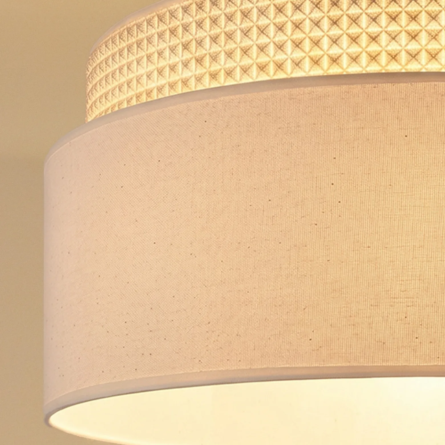 Lámpara colgante Milano, crudo/beige, Ø 45 cm, tejido, E27