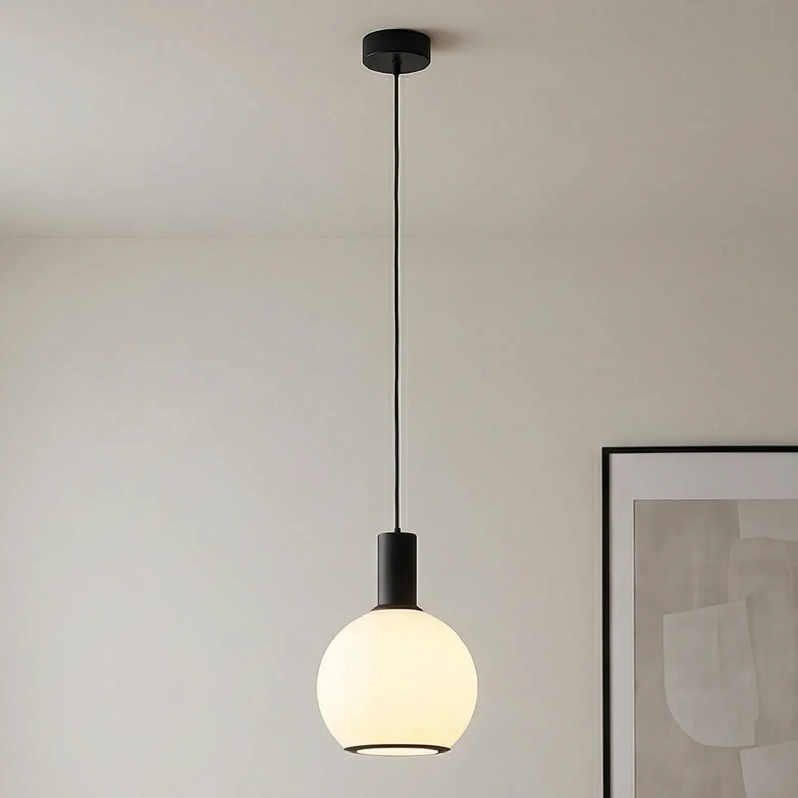 Lámpara colgante Milano, 1 luz, esfera, blanco