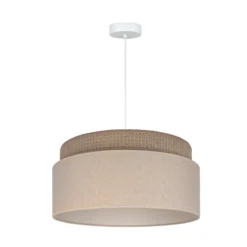 Lámpara colgante Milano, marrón café/beige, Ø 45 cm, tejido, E27
