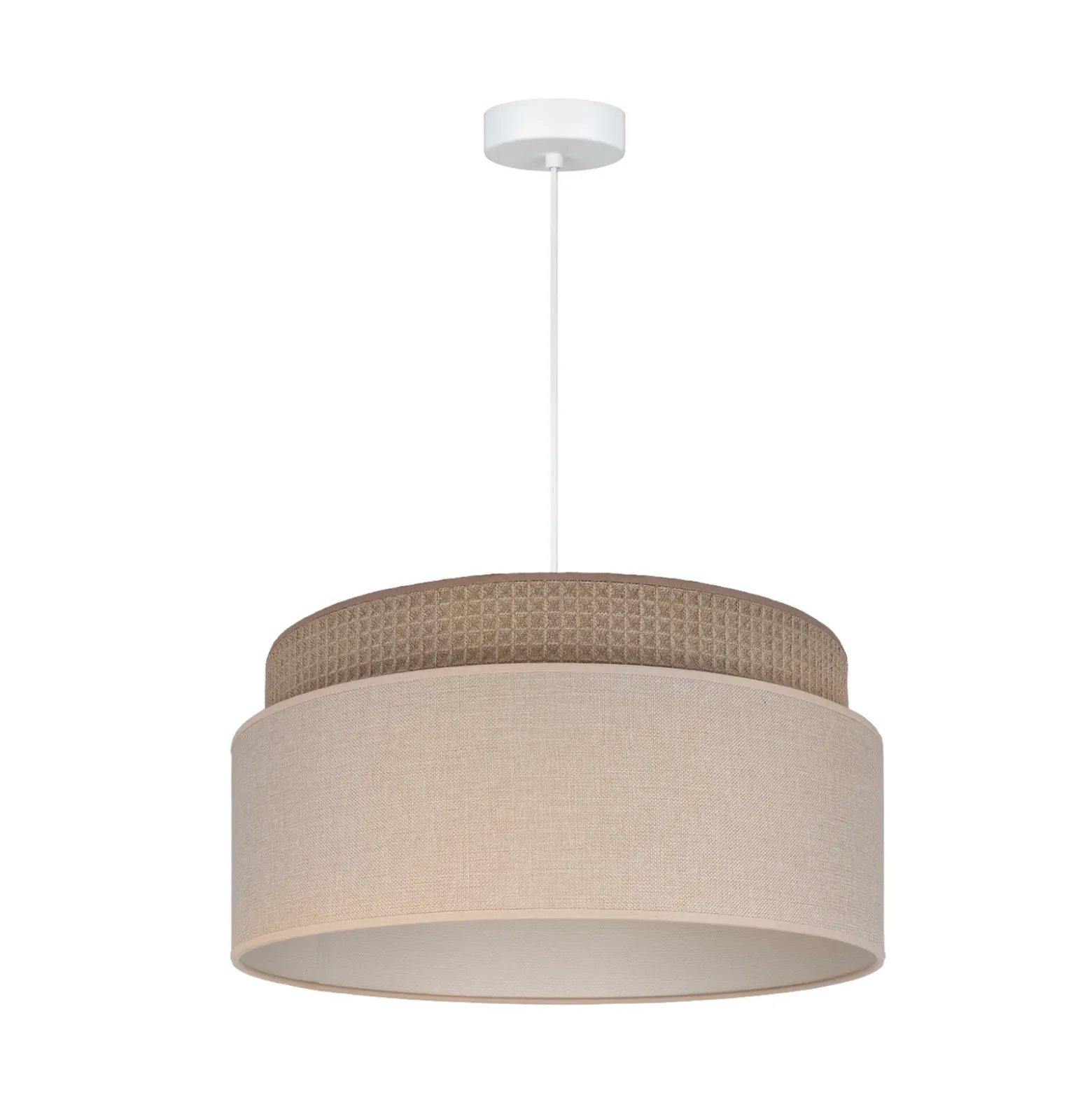 Lámpara colgante Milano, marrón café/beige, Ø 45 cm, tejido, E27