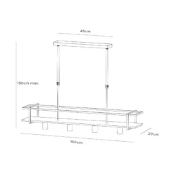Lámpara colgante Milonga, negra, longitud 100 cm, metal/madera