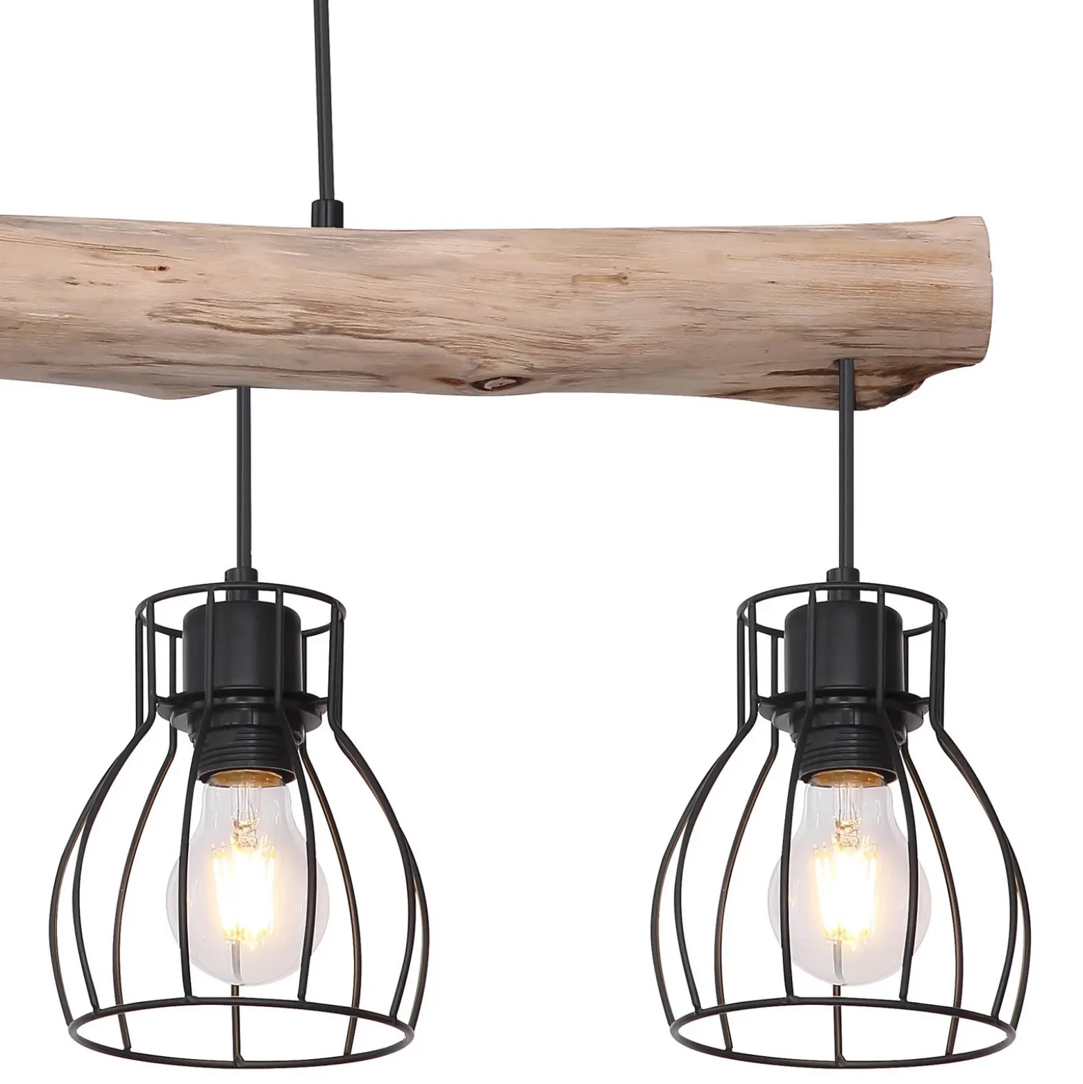 Lámpara colgante Mina, longitud 83 cm, negro/marrón, 4 luces.
