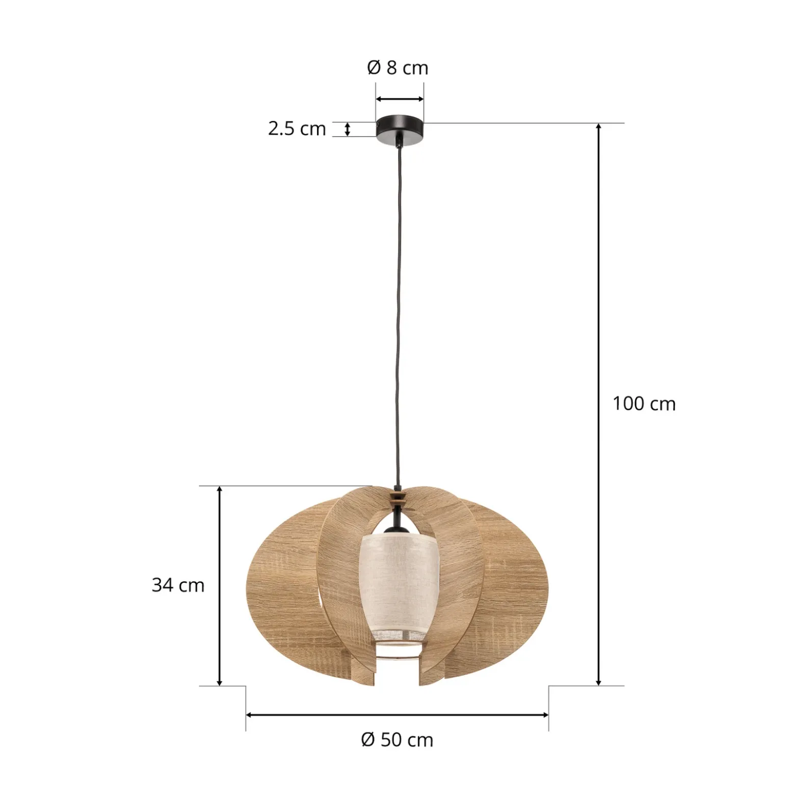 Lámpara colgante Modern C M con láminas de madera Ø 50 cm