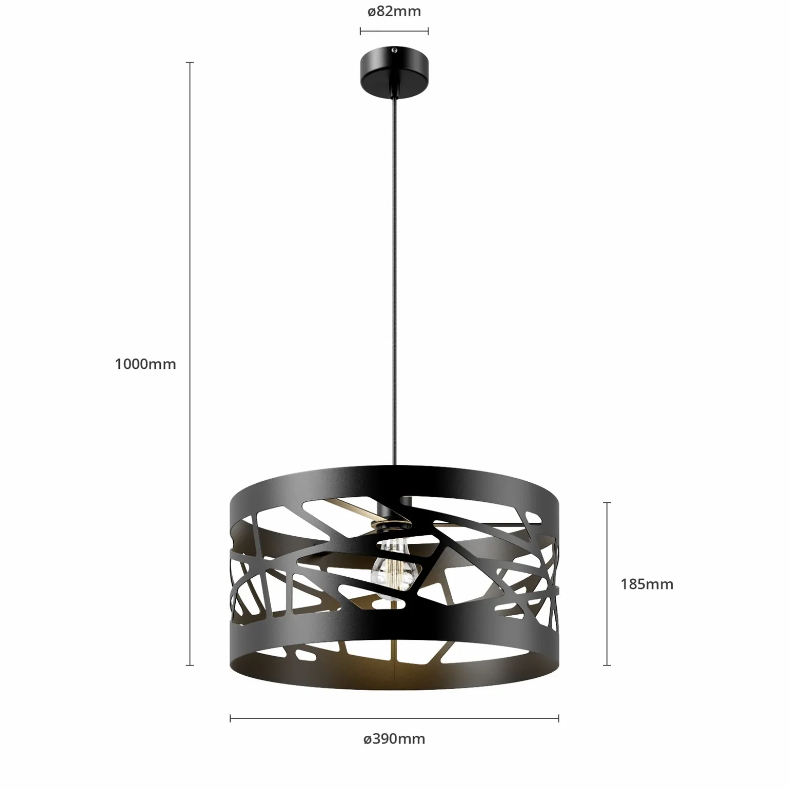 Lámpara colgante Modul Frez pantalla de muestra Ø39cm negro