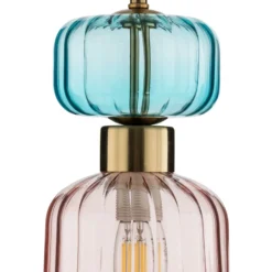 Lámpara colgante Molly, rosa/dorado, 1 luz, cristal, Ø 12 cm