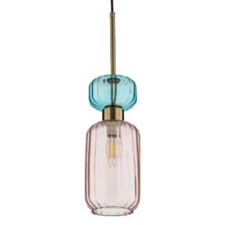 Lámpara colgante Molly, rosa/dorado, 1 luz, cristal, Ø 12 cm