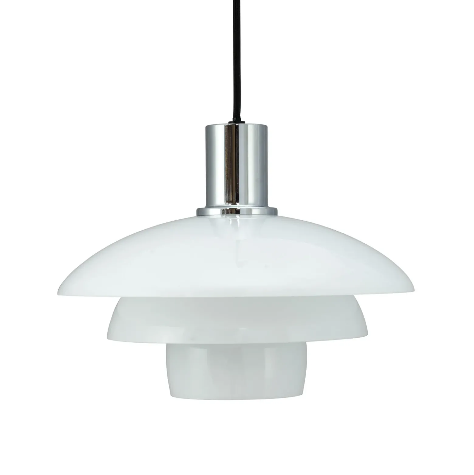 Lámpara colgante Morph de Dyberg Larsen, ópalo, Ø 28 cm, cristal